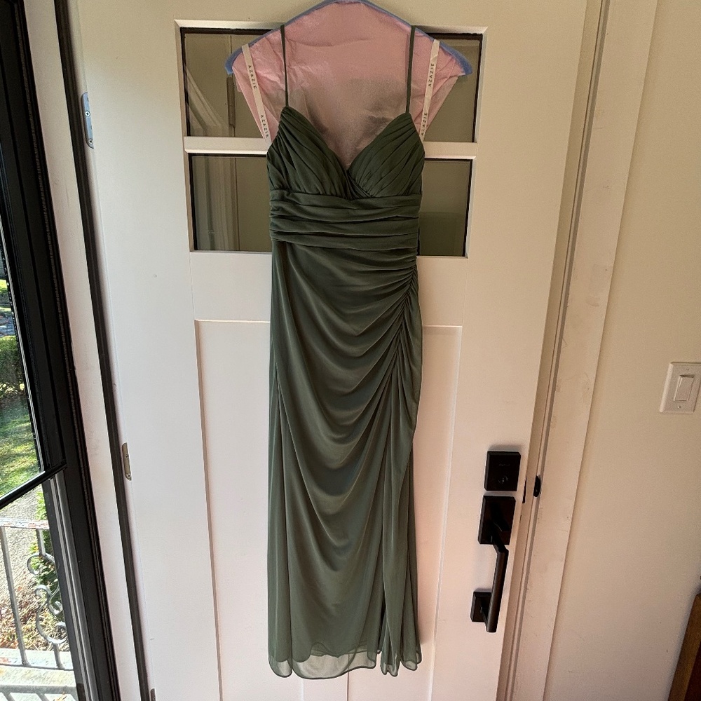 AZAZIE RENEYA Stretch Mermaid Bow Mesh Dress in Eucalyptus